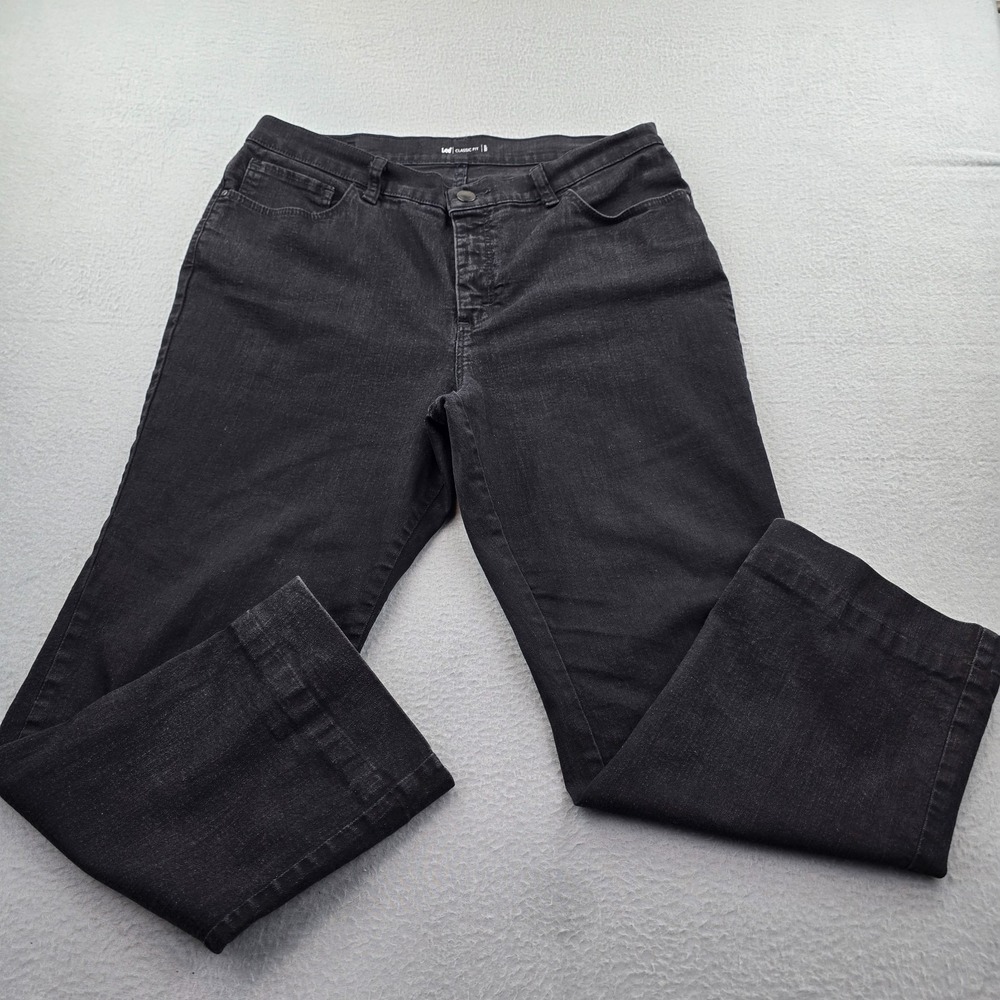 Lee Instantly Slims Classic Fit Monroe Straight Leg Jeans Womens 14P Black Denim